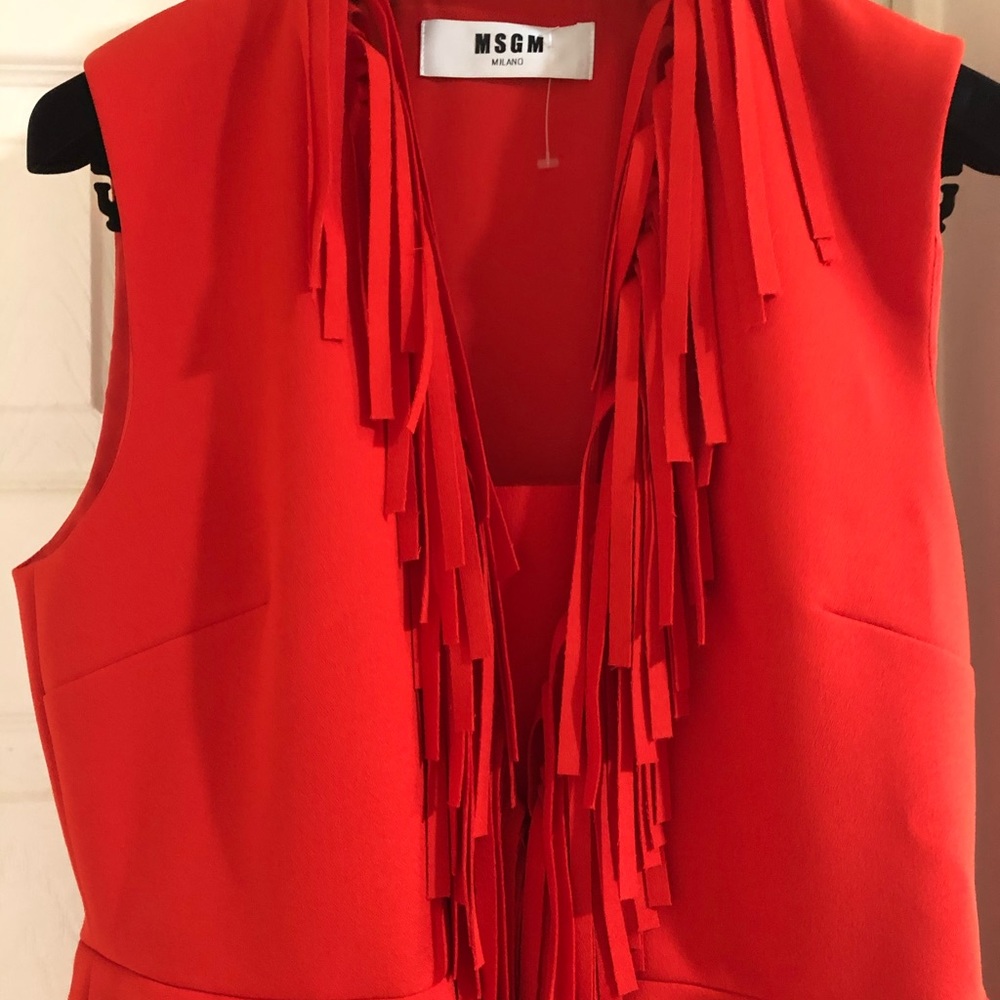MSGM Red fringed dress